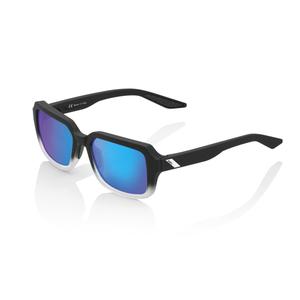 100% RIDELEY Occhiali da sole Soft Tact Fade Black (lenti cromate blu)