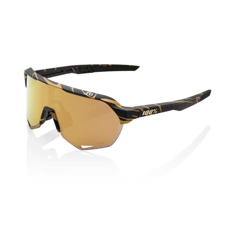 Occhiali da sole 100% S2 Peter Sagan LE Metallic Golg Flake nero-oro (vetro oro HIPER)