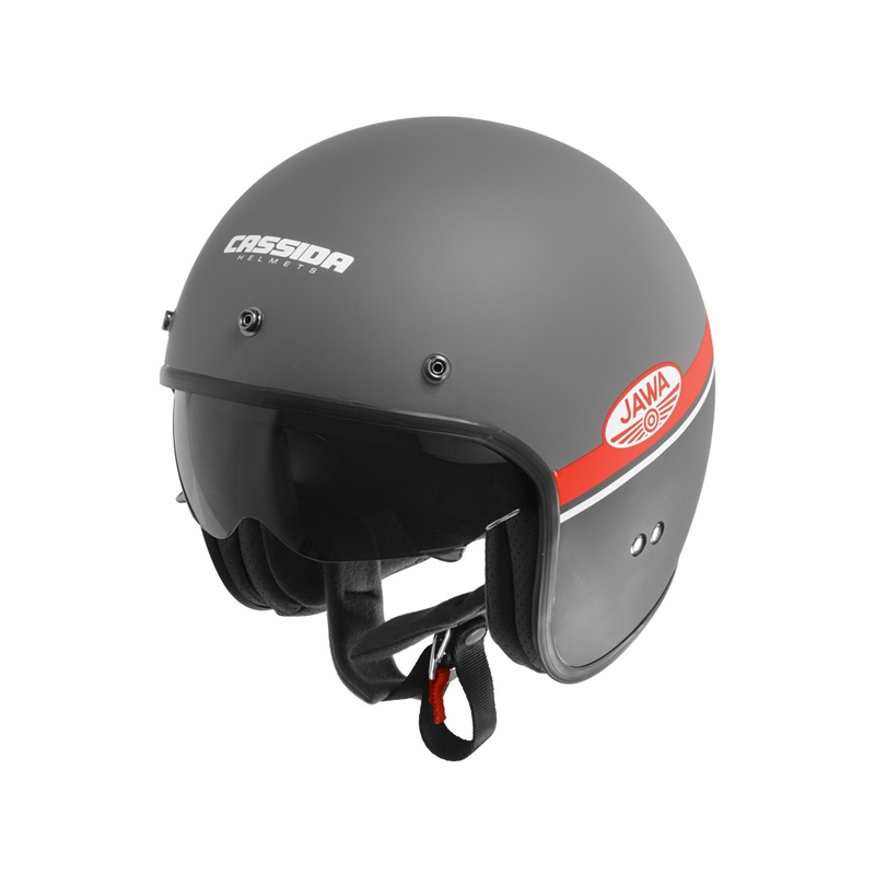 Casco moto aperto Cassida Oxygen Jawa OHC grigio-rosso-nero-bianco