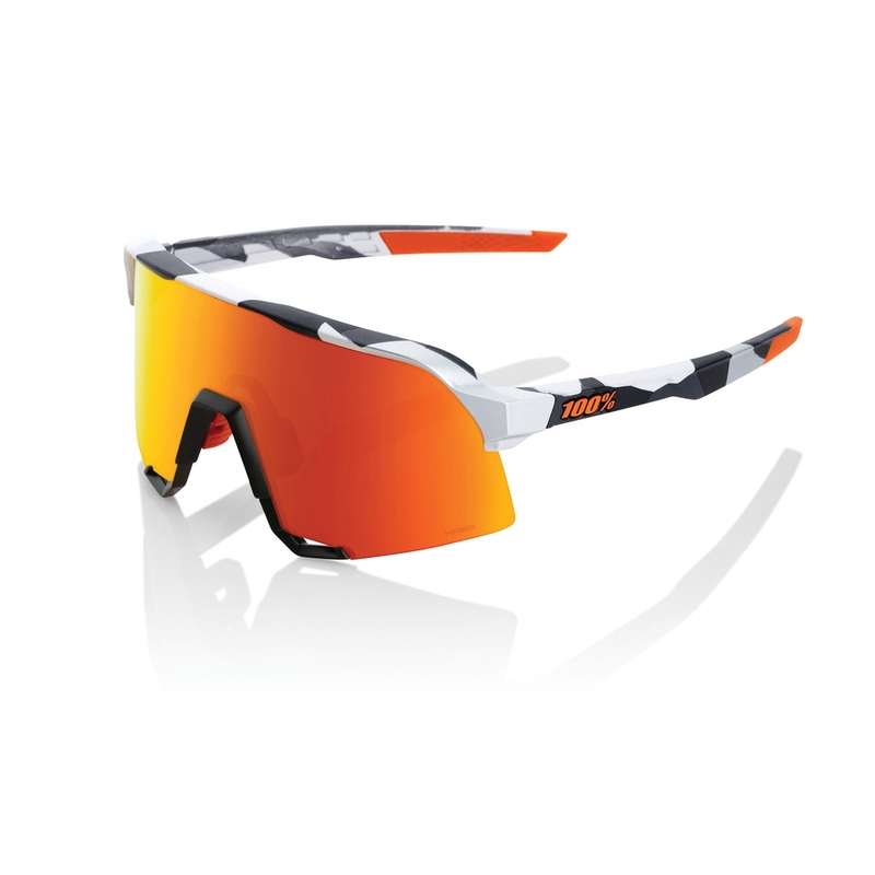 Occhiali da sole 100% S3 Soft Tact Grey Camo arancio-nero-bianco (vetro cromato rosso)