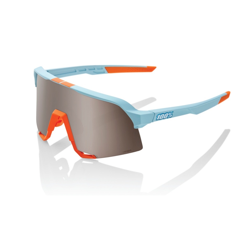 Occhiali da sole 100% S3 Soft Tact bicolore arancio-blu (vetro argento)