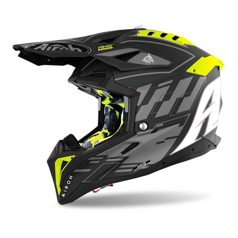 Motokrosová přilba Airoh Aviator 3.0 Rampage 2021 černo-šedo-fluo žlutá výprodej