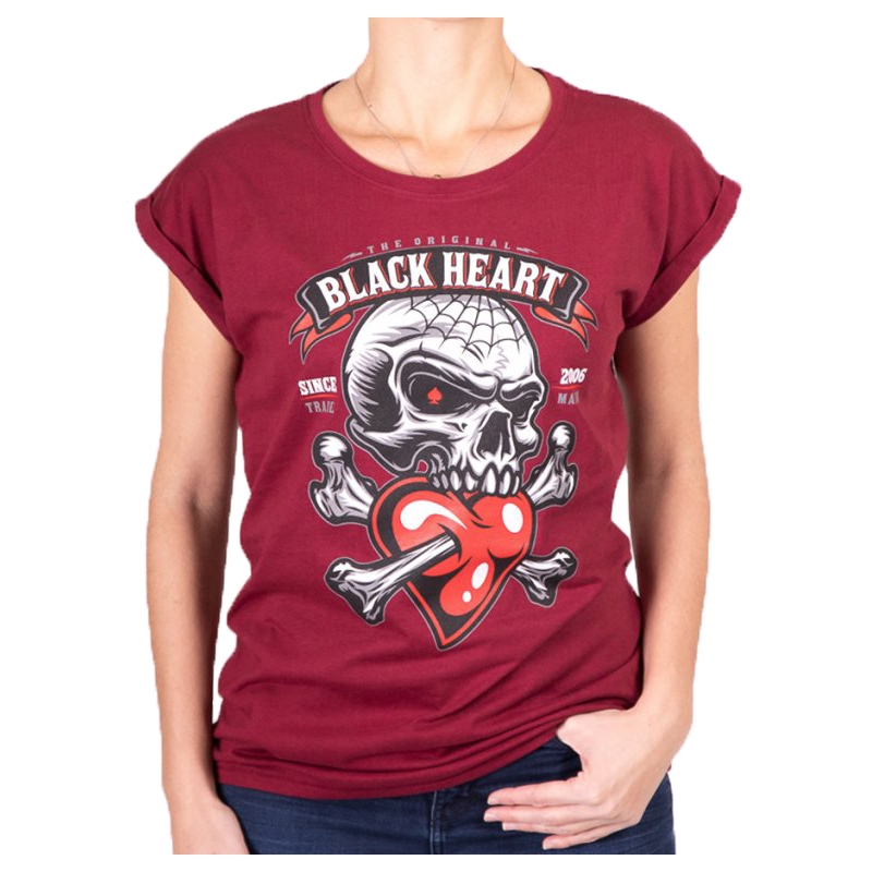 T-shirt donna Cuore nero Romantic Lover Ext rosso