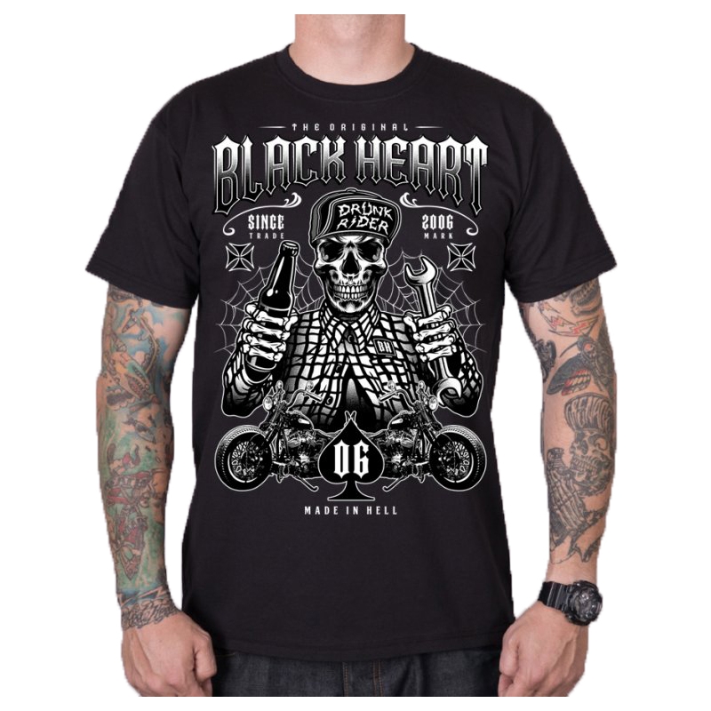 Camicia da uomo Black Heart Drunk Rider nero