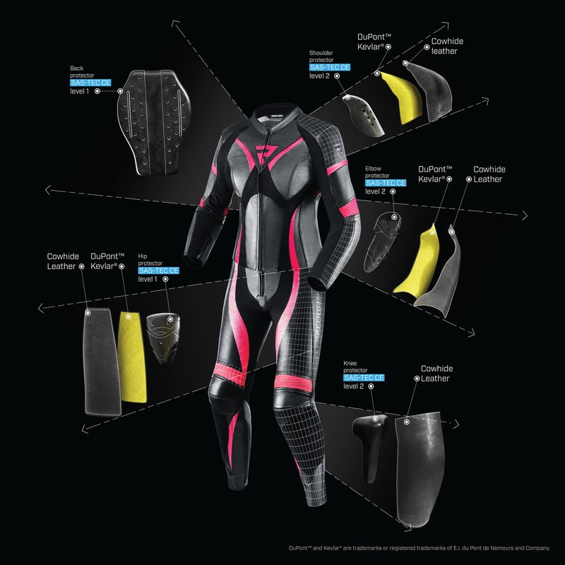 Pantaloni da moto Rebelhorn Donna Bianco-Rosso-Nero