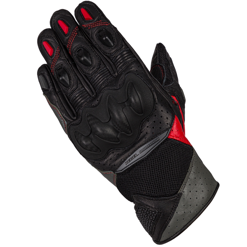 Guanti da moto Rebelhorn Flux II da donna, rosso e nero Saldi