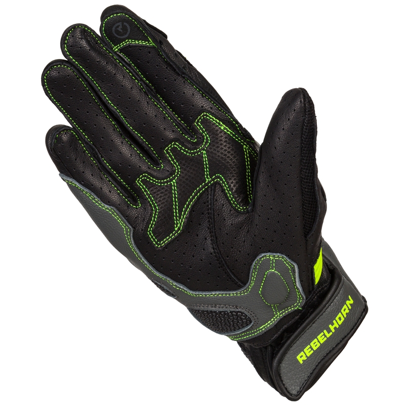 Guanti da moto Rebelhorn Flux II donna nero-fluo-giallo