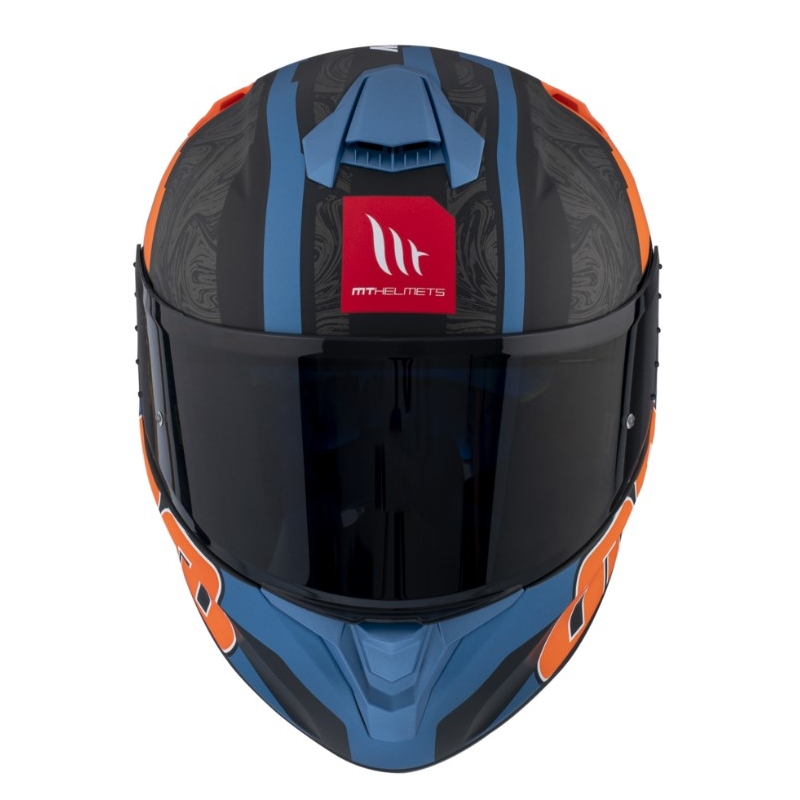 Integrální přilba na motorku MT FF106 Pro Targo Pro Welcome D4 černo-modro-oranžová