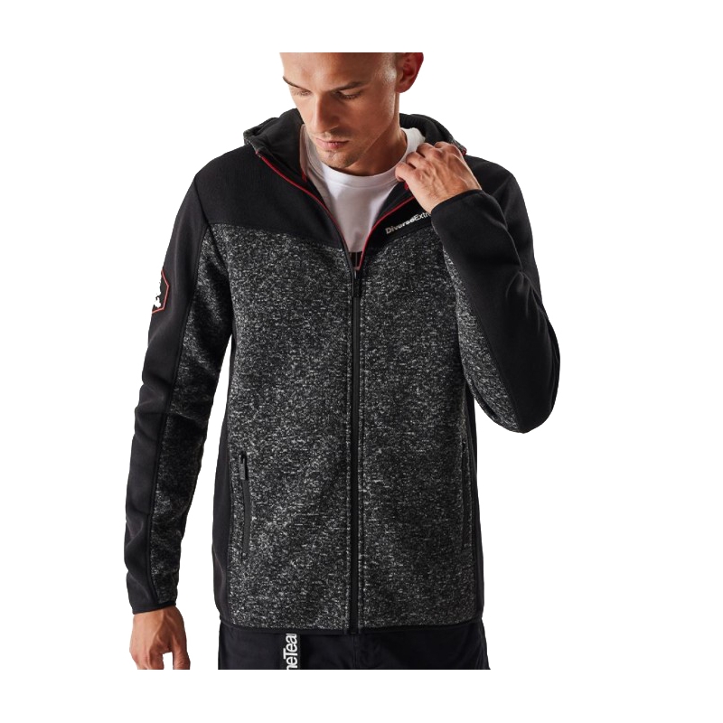 Felpa in pile da uomo con cappuccio DAKAR Cross 4 nero-grigio