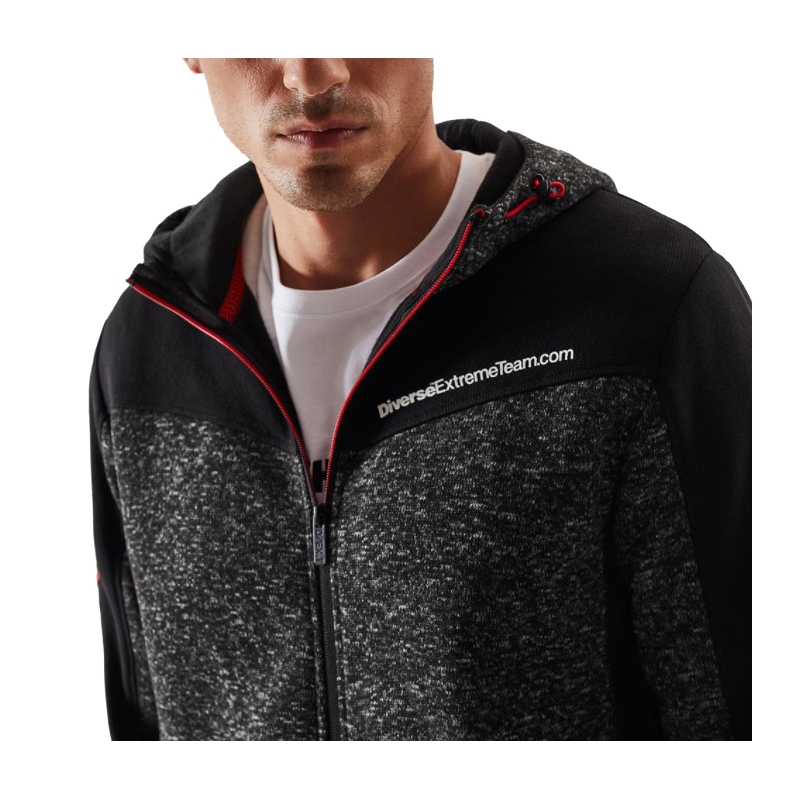 Felpa in pile da uomo con cappuccio DAKAR Cross 4 nero-grigio