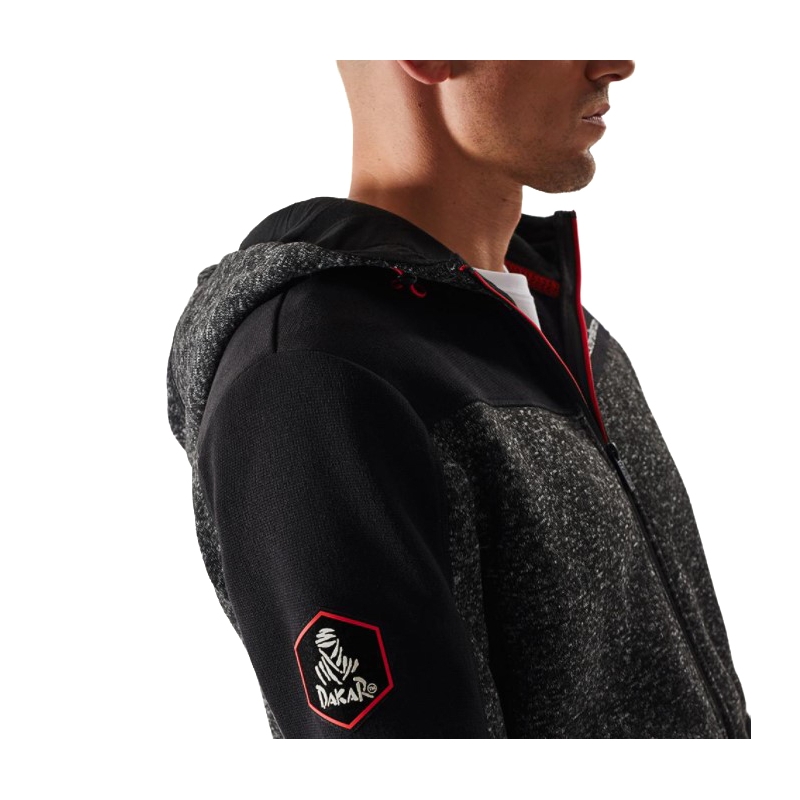 Felpa in pile da uomo con cappuccio DAKAR Cross 4 nero-grigio