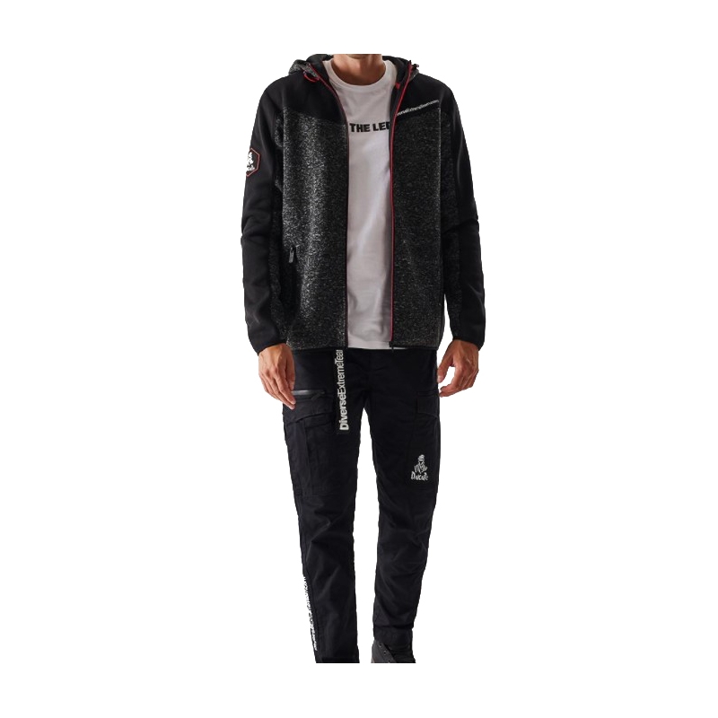 Felpa in pile da uomo con cappuccio DAKAR Cross 4 nero-grigio