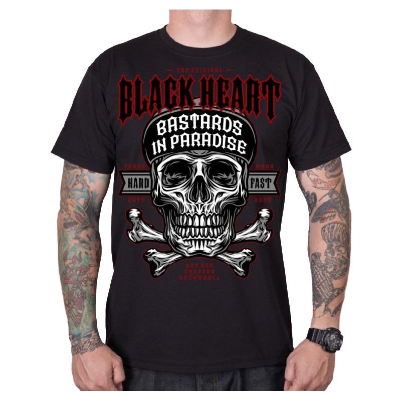 T-shirt da uomo Cuore nero Bastardo in paradiso nero
