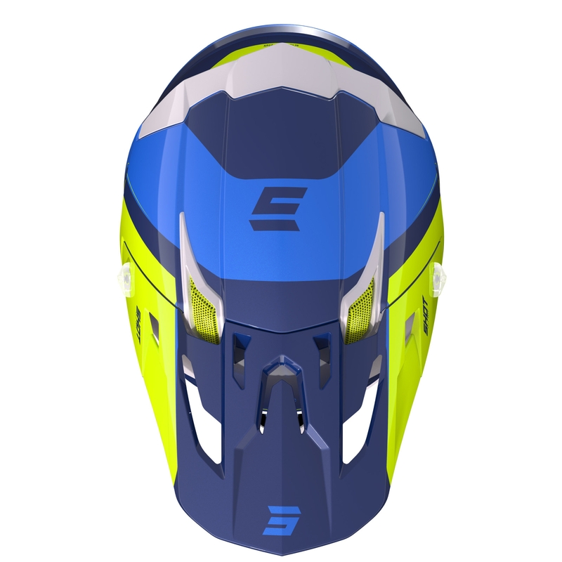 Casco da motocross Shot Core Fast blu-bianco-giallo fluo Saldi