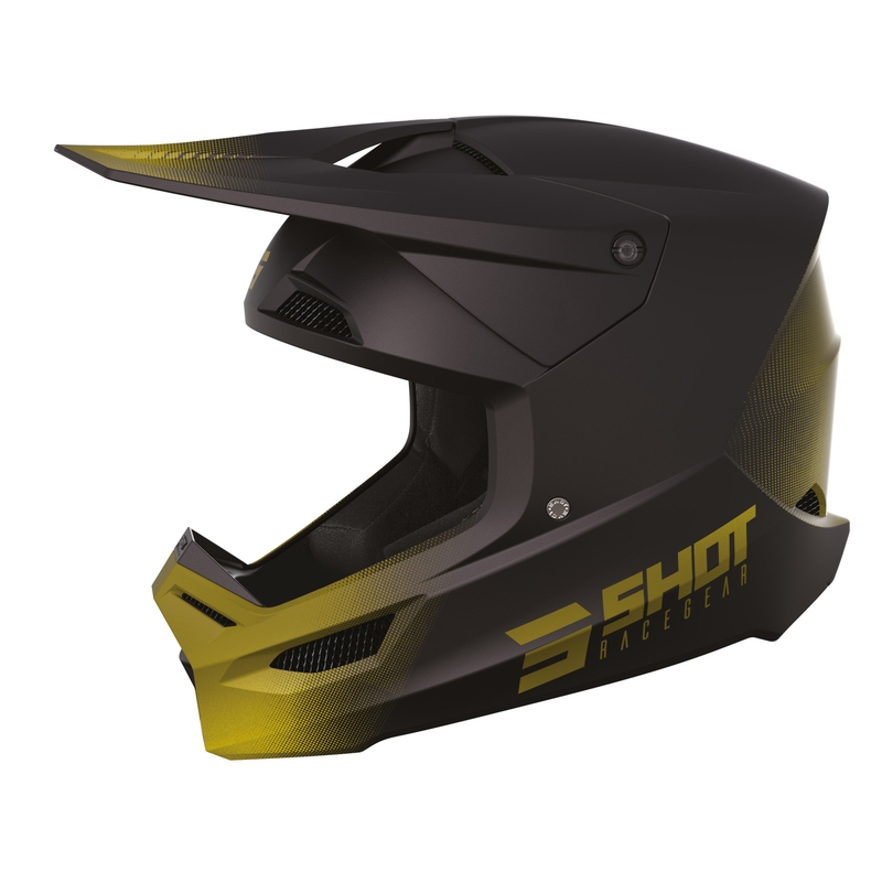 Casco motocross Shot Race Raw nero-oro