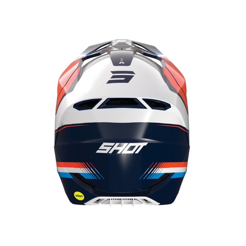 Casco da motocross Shot Race Tracer bianco-blu-arancione
