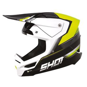 Casco motocross Shot Race Tracer bianco-nero-giallo fluo Saldi