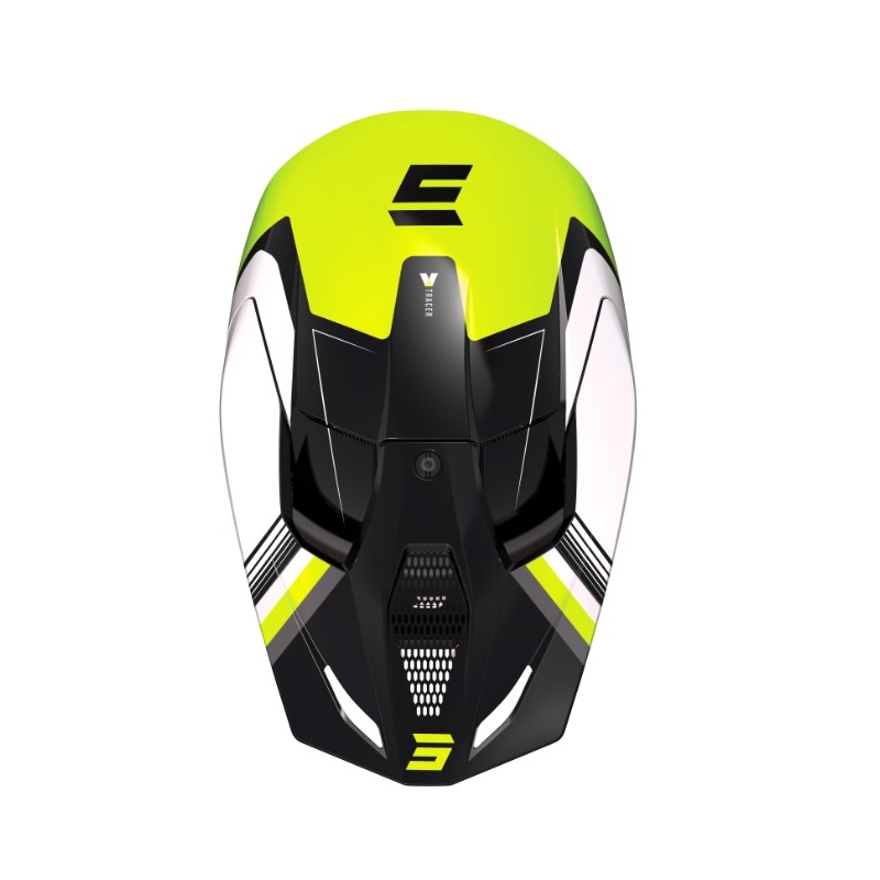Casco motocross Shot Race Tracer bianco-nero-giallo fluo Saldi
