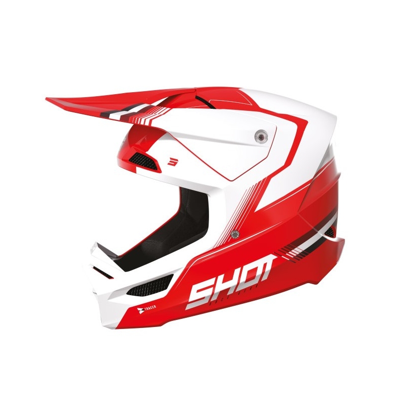 Casco da motocross Shot Race Tracer bianco-rosso