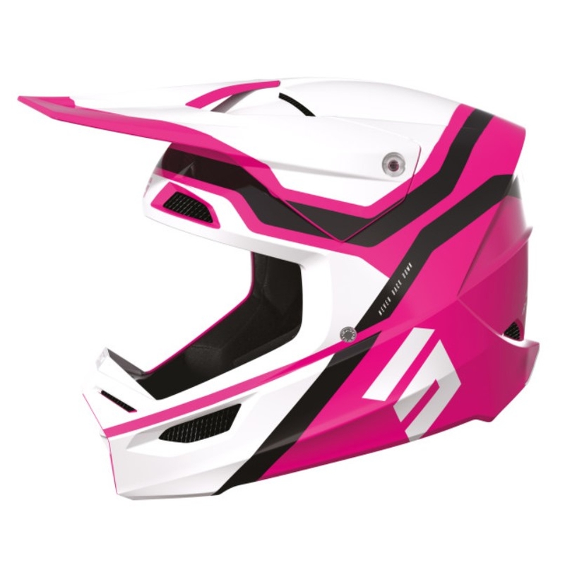 Casco da motocross Shot Race Sky bianco-rosa