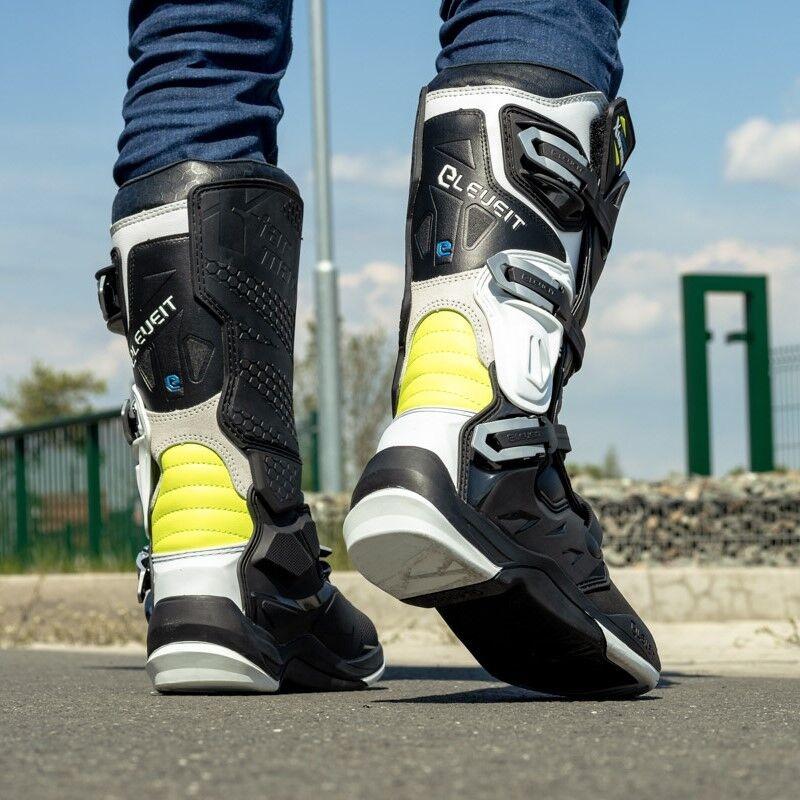 Stivali da moto Eleveit X-Tarmac nero-giallo fluo Saldi
