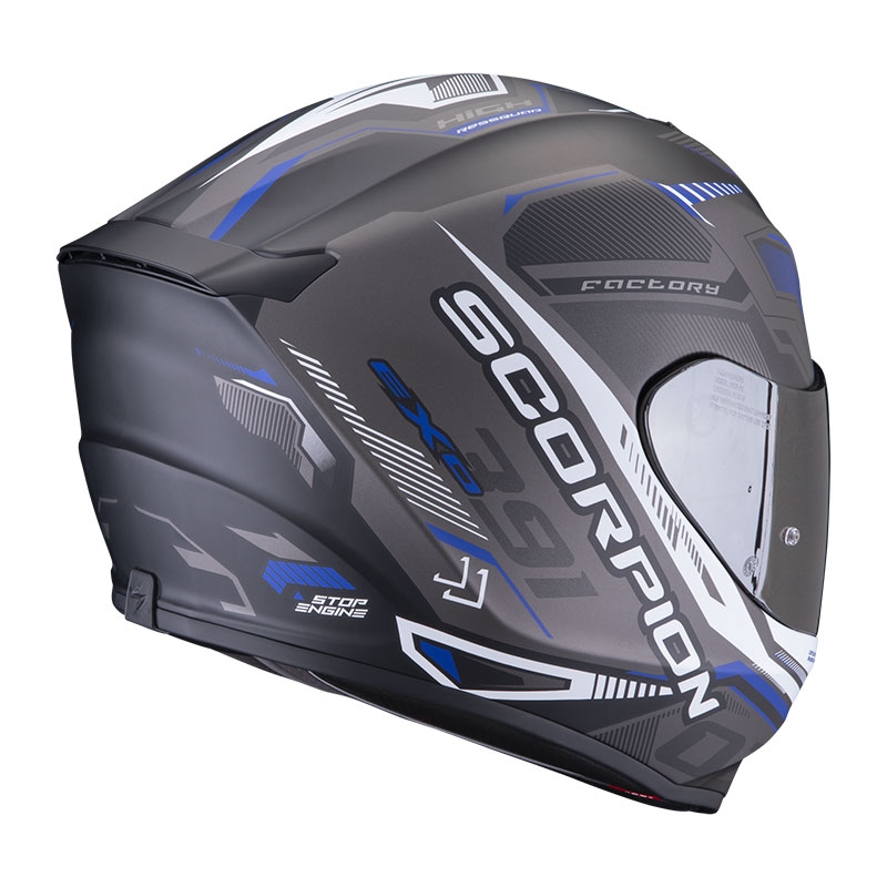 Integrální přilba na motorku Scorpion EXO-391 Haut černo-stříbrno-modrá
