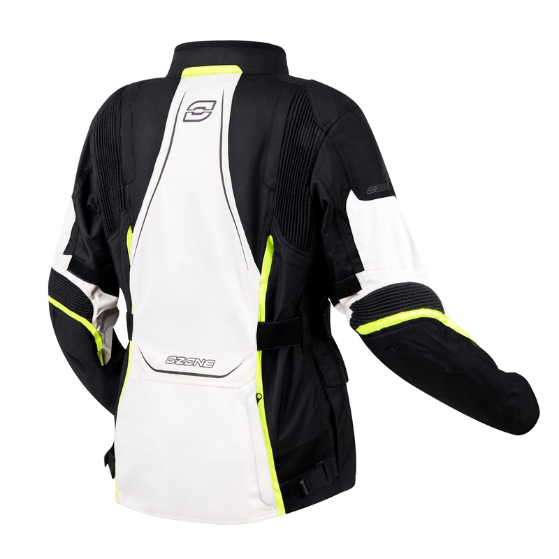 Giacca da moto Ozone Sahara donna nero-grigio-giallo fluo Saldi