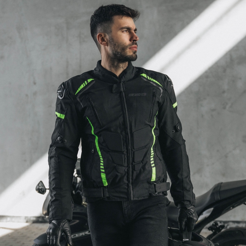 Giacca da moto Ozone Pulse nero-giallo fluo
