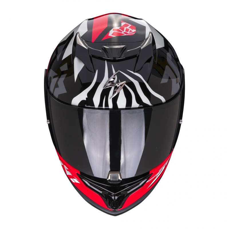 Casco moto integrale Scorpion EXO-520 EVO Air Rok Bagoros nero-rosso