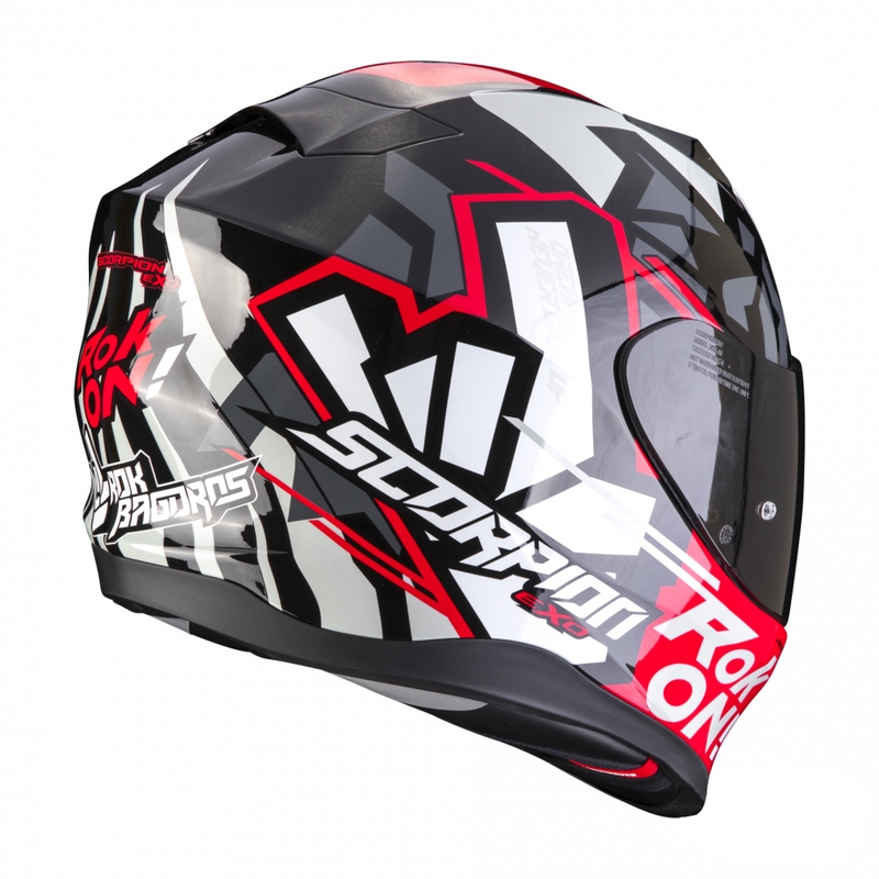 Casco moto integrale Scorpion EXO-520 EVO Air Rok Bagoros nero-rosso