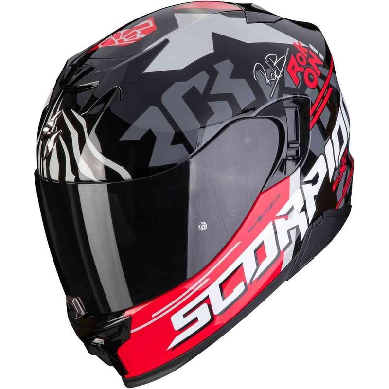 Casco moto integrale Scorpion EXO-520 EVO Air Rok Bagoros nero-rosso