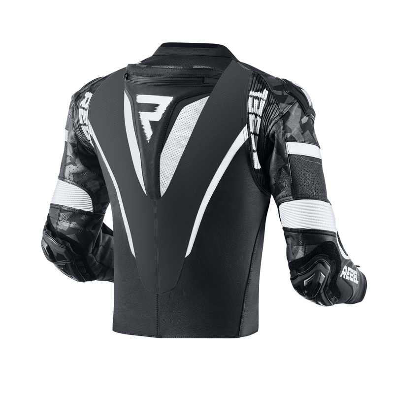 Tuta da motociclista Rebelhorn Rebel nera-bianca