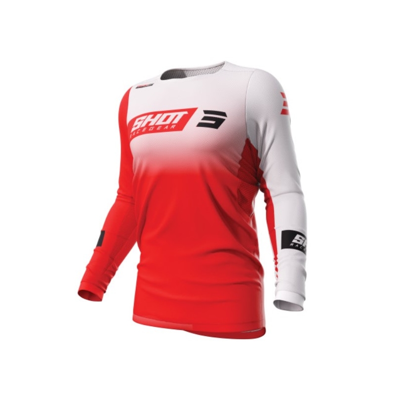 Maglia da motocross Shot Contact Scope rosso e bianco Saldi
