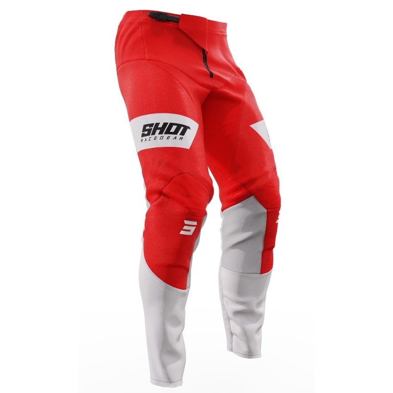 Pantaloni da motocross Shot Contact Scope bianco-rosso Saldi