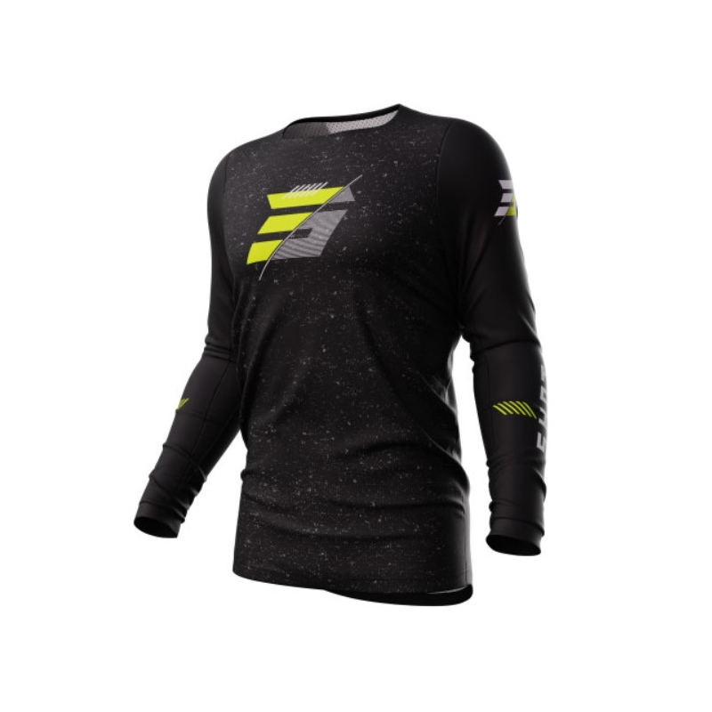 Maglia da motocross Shot Contact Speck nero-giallo fluo Saldi
