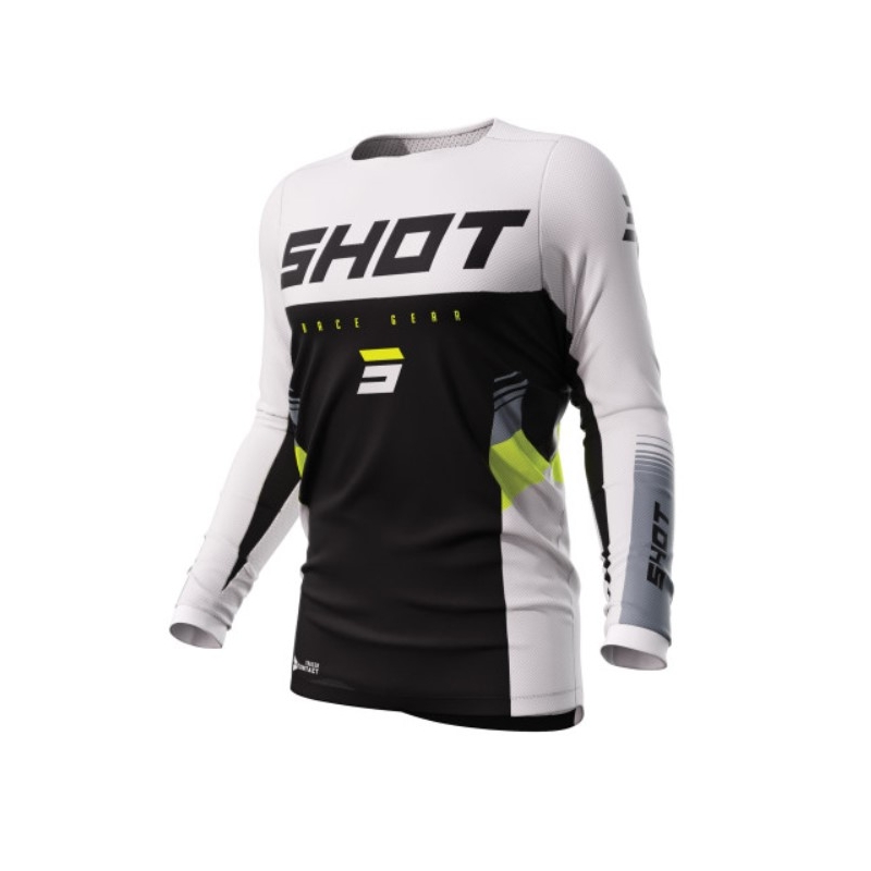 Maglia da motocross Shot Contact Tracer nero-bianco-giallo fluo Saldi