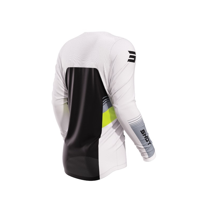 Maglia da motocross Shot Contact Tracer nero-bianco-giallo fluo Saldi