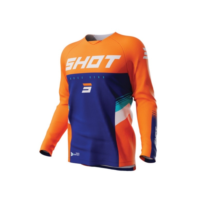 Maglia da motocross Shot Contact Tracer blu-arancio Saldi