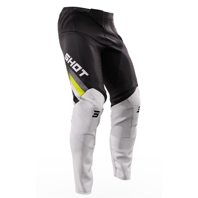 Pantaloni da motocross Shot Contact Tracer nero-bianco-giallo fluo Saldi