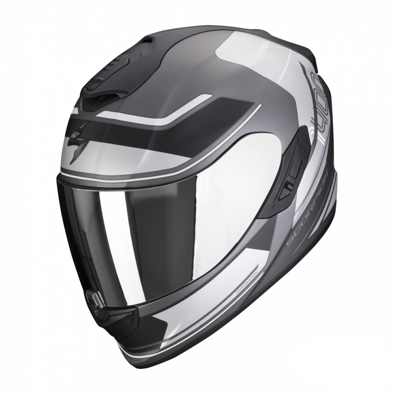 Casco moto integrale Scorpion EXO-1400 EVO Air Vittoria argento e bianco opaco