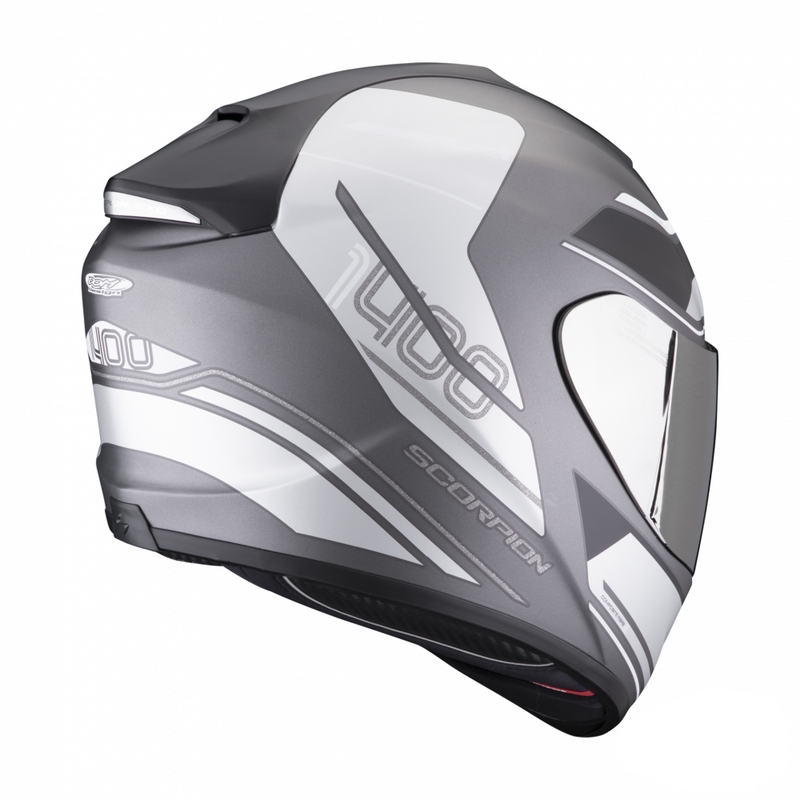 Casco moto integrale Scorpion EXO-1400 EVO Air Vittoria argento e bianco opaco
