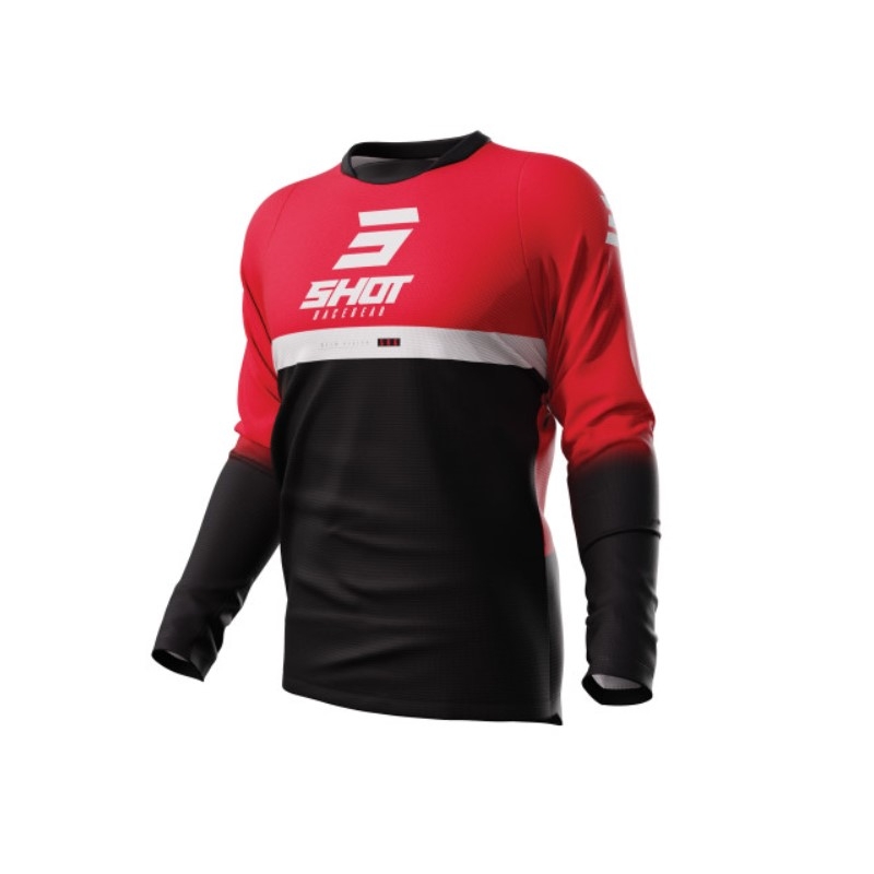 Maglia da motocross Shot Devo Reflex nero-rosso Saldi