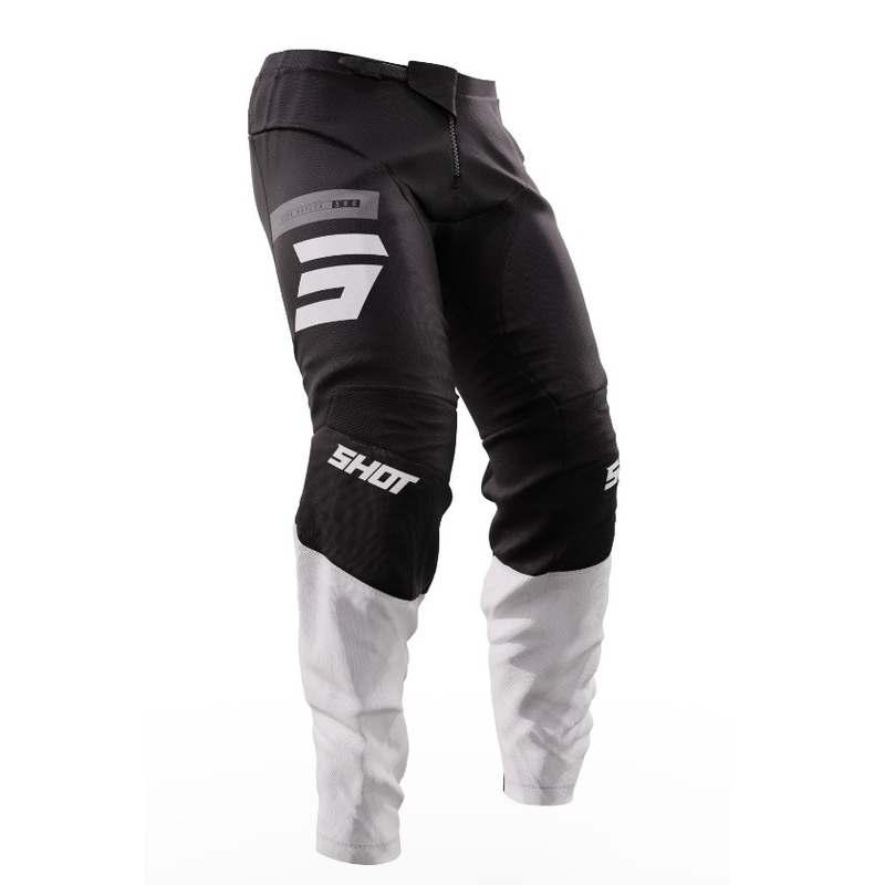 Pantaloni da motocross Shot Devo Reflex in bianco e nero Saldi