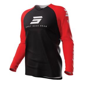 Maglia da motocross Shot Raw Escape nero-rosso Saldi