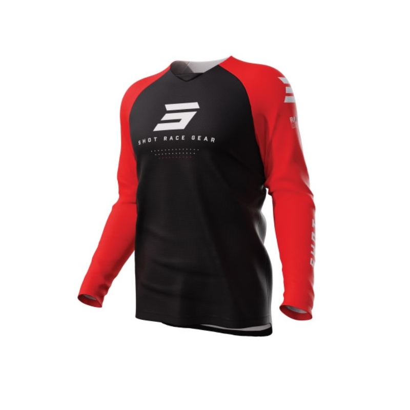 Maglia da motocross Shot Raw Escape nero-rosso Saldi