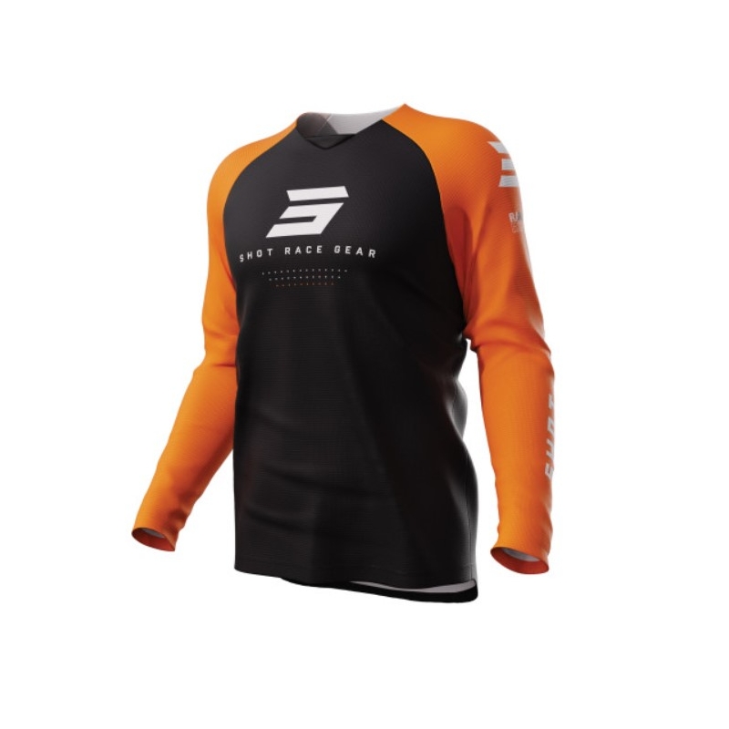 Maglia da motocross Shot Raw Escape nero-arancio Saldi
