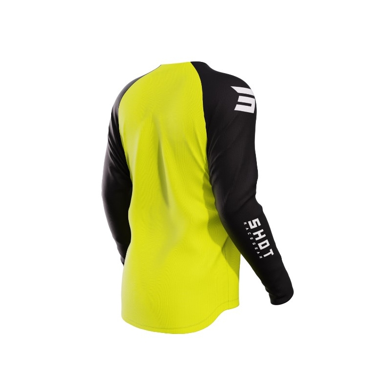 Maglia da motocross per bambini Shot Raw Kid Escape nero-giallo fluo Saldi
