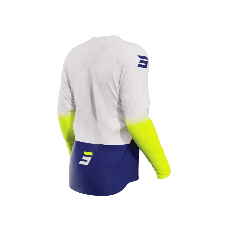 Maglia da motocross per bambini Shot Raw Kid Reflex bianco-giallo-blu Saldi