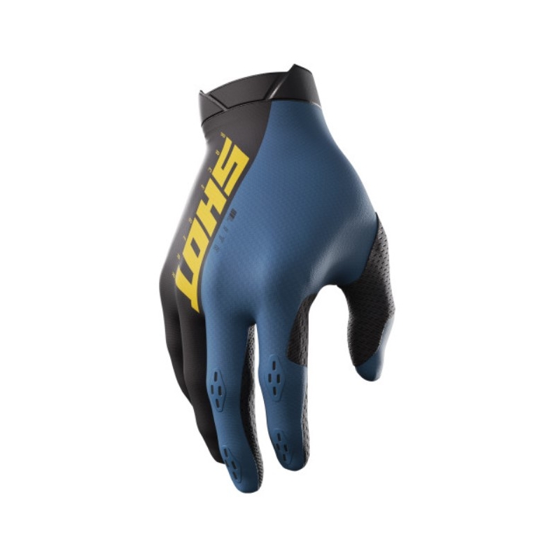 Guanti da motocross Shot Lite nero-giallo-blu Saldi