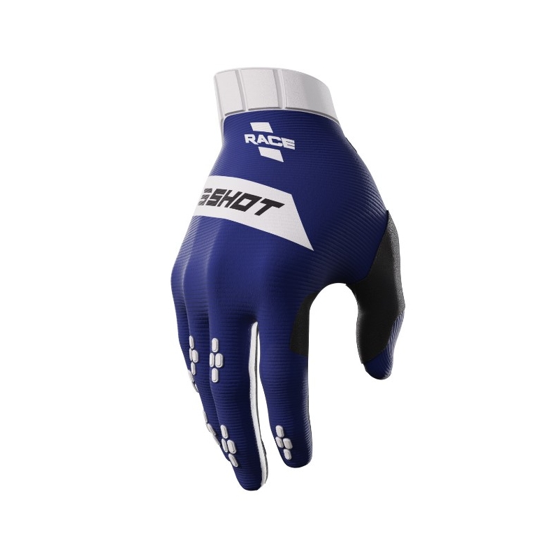 Guanti da motocross Shot Race bianco-blu